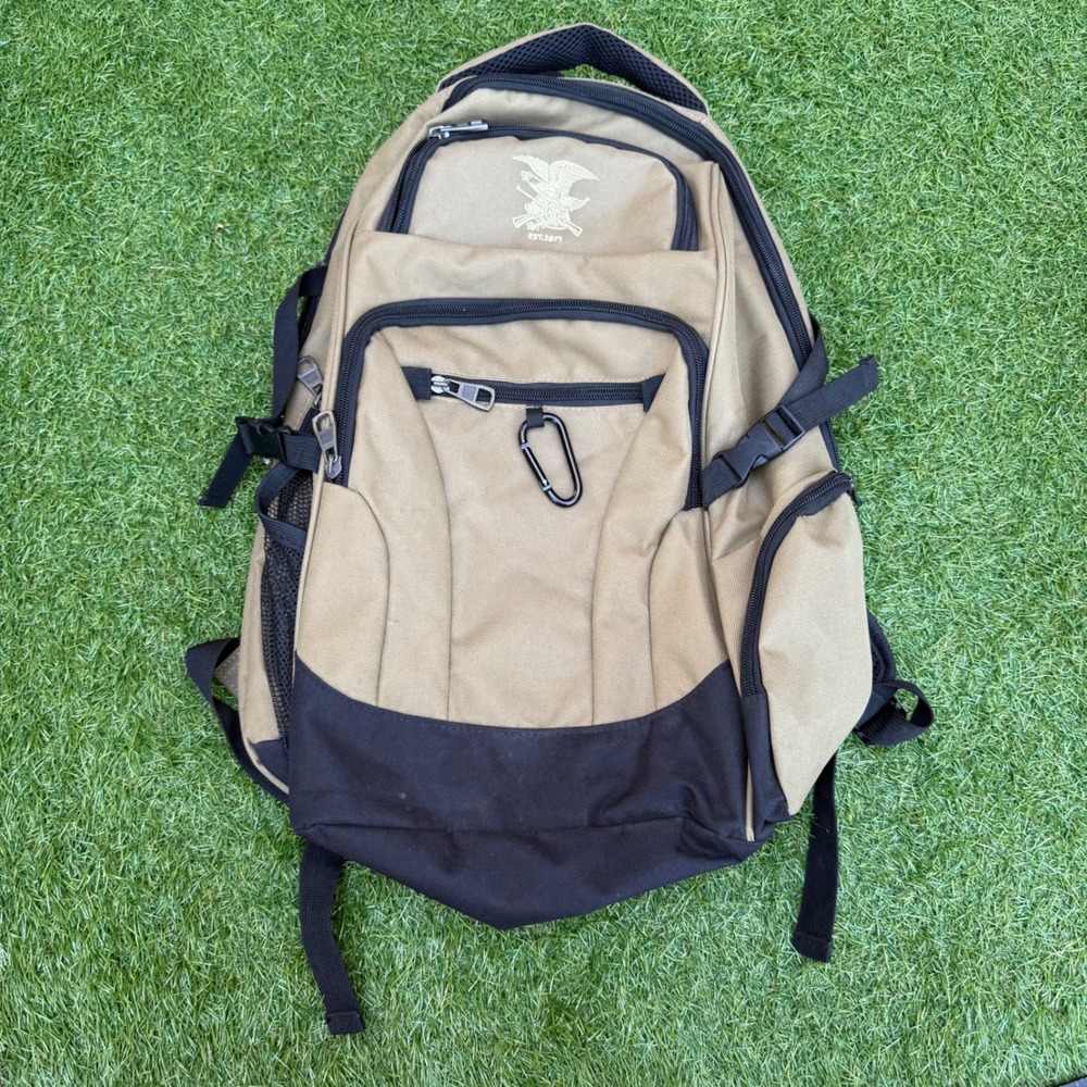 NRA Tactical Backpack Book Bag Travel Hiking Utility Organizer Tan‎ Gorpcore